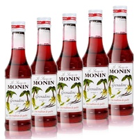 5x Monin Grenadine Sirup, 250 ml Flasche