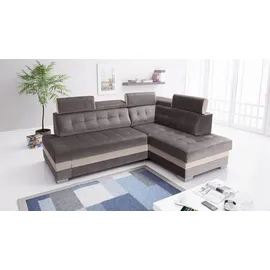 Sonstige Verlage Robin Paris Ecksofa mit Schlaffunktion Bettkasten 5 Verstellbare Kopfstützen Sofa L-Form Schlafsofa Freistehende Eckcouch Schlafcouch Wohnzimmerm... - Grau/Creme