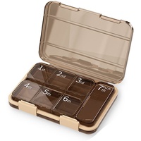 Koomuao Tablettenbox 7 Tagem,Klein Pillendose,Medikamentenbox Organizer-Tragbare Reise-Pillenbox,Tablettendose für Vitamine, Nahrungsergänzungsmittel und Medikamente (Kaffee)