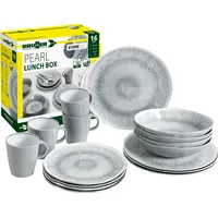 Brunner Melamin Ess Geschirr Set Lunch Box 16-tlg. grau