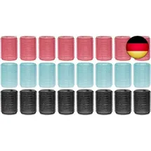 MIJOMA 24-tlg Set Haftwickler Klettwickler - Selbsthaftende Haarwickler für schöne Locken - Hair Rollers in Mintgrün, Rosa, Schwarz - Hitzefreies Lockenstyling in Friseurqualität (Ø 30mm)