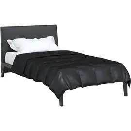 vidaXL Ganzjahresbettdecke Schwarz 220 cm Satin und Mikrofaser