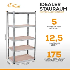 Tronitechnik Schwerlastregal Holz 40 x 90 x 180 cm silber