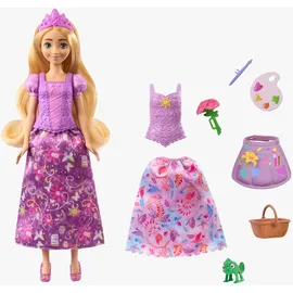 Mattel Disney Princess 2-in-1-Geschichten Rapunzel-Modepuppe mit 2 Oberteilen zum Anklipsen und 2 Röcken. inspiriert von Neu verföhnt“, JBG09