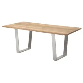 Niehoff Noah Gartentisch 160-260 x 95 x 76 cm Teak gebürstet/braun/silberfarben