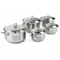 Bonera Masterchef Large 10-teiliges Edelstahl Kochtopfset 18/10 Edelstahl 5 Töpf