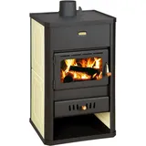 Prity SIW10 Holzofen 10 kW – Kaminofen mit Sichtfenster – Schwarz/Weiß – Konvekt