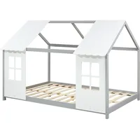 [en.casa] Kinderbett Tostedt Halboffenes Design 120x200cm Grau/Weiß