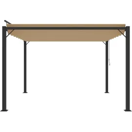 vidaXL Pavillon mit Lamellendach 3x3 m Taupe Stoff und Aluminium