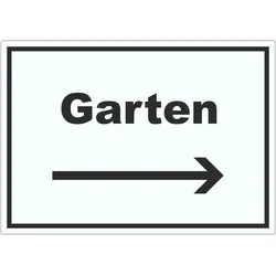 HB-Druck Garten Aufkleber mit Text und Richtungspfeil rechts Blumen Rasen waagerecht A8 (52x74mm)