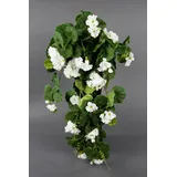 Seidenblumen Roß Geranienhänger 70cm weiß ZF, Kunstpflanzen künstliche Geranie Kunstblumen Hängegeranie, Balkon Home Decoration Deko, Balkonkasten hängende Pflanze Fake Geranien wie echt