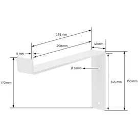 ML-Design 4 Stück Regalhalterung 25x4x14,5 cm Weiß aus Metall 10 Zoll L-Form