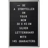 Relaxdays Letterboard, 30 x 45 cm Schwarz,Silber