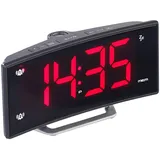 Auviso auvisio Projektions-Radiowecker mit Curved-Display, Dual-Alarm & USB-Ladeport