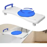 YRHome Badewannensitz mit Drehscheibe 75,5x34cm Badewannenbrett zum sitzen Badewannensitz Senioren Erwachsene Einstellbar Wannenbrett zum Sitzen für Badewanne Duschbrett bis 150kg mit Blau Griff