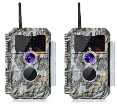 2-tlg. Wildkamera Wlan Fotofalle Jagdkamera Wildtierkamera 64MP 1296P 0,1s Schnelle Trigger Geschwindigkeit Nachtsicht Bewegungsmelder 110°PIR IP66 Wasserdichter - W600 Grau