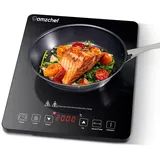 Induktionskochplatte,AMZCHEF Induktionskochfeld 1 Platte, 2000W Einzel induktionskochfeld mit schlankem Design, 10 Leistungsstufen und Temperatureinstellungen, Sicherheitsverriegelung