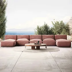 Oviala Business Modulares 5-Sitzer-Gartenmöbel mit Terracotta-Lounge