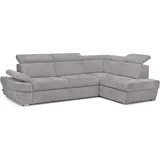 Konsimo Ratlo Ecksofa , Schlaffunktion, 4 /5 Sitzer, Bettkasten, Lederoptik, grau - Konsimo
