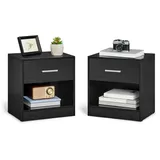 VASAGLE Nachttisch, 2er Set, Beistelltisch, mit Schublade, Griff, offenes Fach, Couchtisch, für Schlafzimmer, Wohnzimmer
