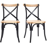 miliboo Stühle Industrie-Stil schwarzes Metall und Holz (2er-Set) JAKE
