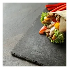 Relaxdays Schieferplatte 6er Set, längliche Servierplatten aus Schiefer, Servieren & Beschriften, 30x10 cm, anthrazit