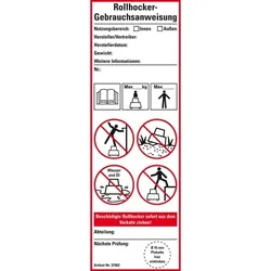 Aufkleber I Aufkleber Leiter-Gebrauchsanweisung Rollhocker, Folie, selbstklebend, 50x150mm, 2/Bogen