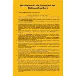 Aushang, Richtlinien für die Sicherheit des Elektroschweißers - 250x380x0.6 mm Aluminium glatt