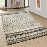 Paco Home Designer Teppich Modern Skandinavisch Trend Muster Schwarz Creme, Grösse:160x230 cm