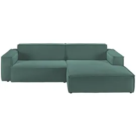 KAWOLA Ecksofa Cord 3-Sitzer Grün