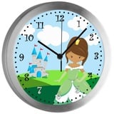 CreaDesign Funkwanduhr Funkuhr, Kinder Wanduhr, Kinderuhr, Kinderzimmer Prinzessin (geräuscharmes Uhrwerk) bunt