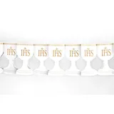 Partydeco Girlande Banner Kelch 17x300cm Wimpelkette Papier IHS Deko Taufe Erstkommunion Kirche Religion