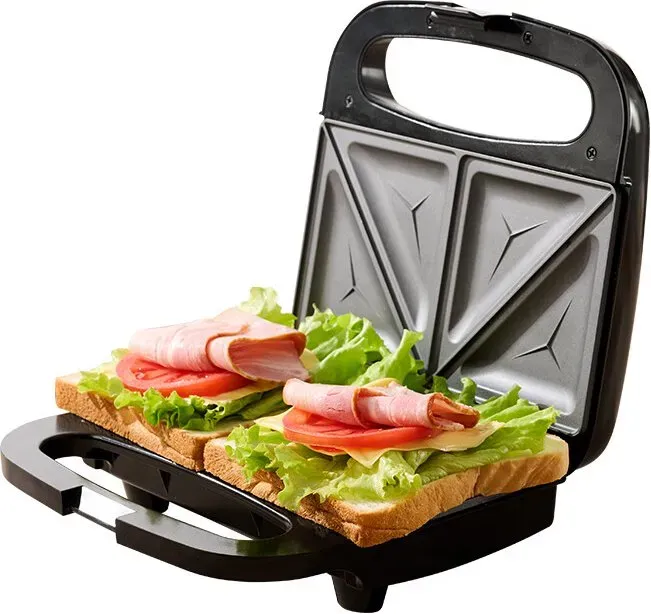 ochama Sandwichmaker für knusprige Dreiecks-Sandwiches, Sandwichtoaster Grill, Doppelplatten-Kontaktgrill, Doppelseitige Heizung, 750W Haushaltsfrühstückszubereiter