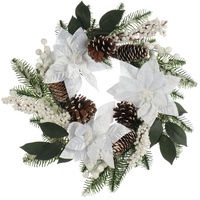 Türkranz Weihnachten - Adventskranz mit Blüten & Glitzer - Dekokranz - 40cm