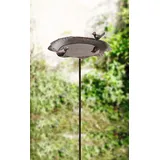 Dekoleidenschaft Vogeltränke Piepmatz aus Metall in Rost-Optik, Gartenstecker mit 2 Vögelchen, Wasserstelle, Garten-Deko, Dekostecker für Draußen