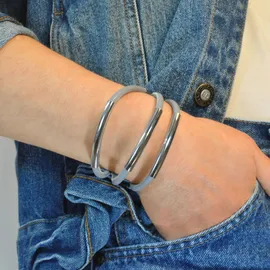Steuer Armband Kunstleder grau glänzend 67cm