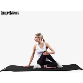 Gorilla Sports GORILLA SPORTS® Yogamatte - 190x100x1,5 cm, mit Tragegurt, - Rutschfest, Schwarz - Gymnastikmatte, Fitnessmatte, Sportmatte, Trainingsmatte, Übun... - Schwarz