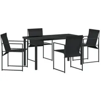 VidaXL 9-teiliges Garten Essset Schwarz Textilene und Stahl