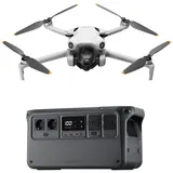 DJI Power 1000 Tragbare Powerstation mit DJI Mini 4 Pro (DJI RC 2), 1024Wh LiFePO4 Akku, 2200 W stabile Ausgangsleistung, 4-in-1 Schnellladung, 23db Ultra-leise, Camping & Wohnmobile