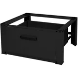 ML-Design Waschmaschinen Untergestell mit Schublade 63x54cm Stahl Schwarz 150kg, Waschmaschinen-unterschrank, Stabiler Waschmaschinensockel, H=31,5cm Podest Erhöhung Unterbau Trockner/kühlschrank