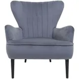 Mendler Lounge-Sessel HWC-K37, Cocktailsessel Polstersessel Sessel, Samt (280g/m2) grau