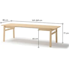 Selsey Esstisch Helle Eichenholzoptik 149–269 x 85 cm