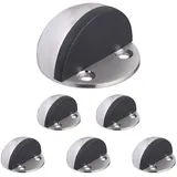 Relaxdays Türstopper, für den Boden, zum Schrauben & Kleben, Flacher Zimmer Türanschlagpuffer, Silber/schwarz