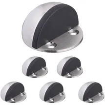 Relaxdays Türstopper, für den Boden, zum Schrauben & Kleben, Flacher Zimmer Türanschlagpuffer, Silber/schwarz