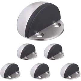 Relaxdays Türstopper, für den Boden, zum Schrauben & Kleben, Flacher Zimmer Türanschlagpuffer, Silber/schwarz