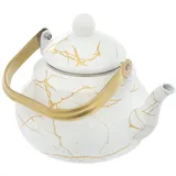 YOICUATGNA Teekessel Emaille Geschirr Kaffeekanne 2L Camping Wasserkessel für Induktion und Gasherd, schnelle Wärmeleitung, für Outdoor & Küche