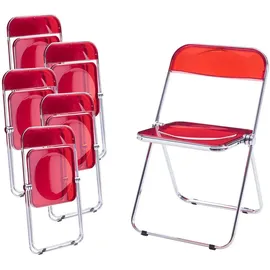 [en.casa] Klappstuhl Pornainen 6er Set Rot, transparent