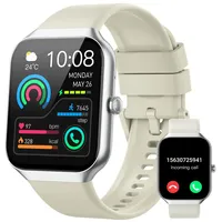 Smartwatch Herren Damen, 1.96" Fitnessuhr mit Telefonfunktion, Smart Watch Fitness Tracker SpO2 Pulsuhr Schlafmonitor Schrittzähler Uhr 113+ Sportmodi Sportuhr IP68 Wasserdicht für Android iOS Weiß