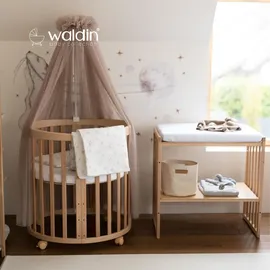 Waldin Babybett OWAL Kinderbett 7in1 mit Matratze, mitwachsendes Kinder-Bett