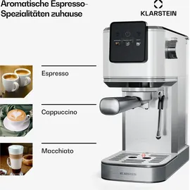 Klarstein SteelPresso Slim Touch Siebträgermaschine Edelstahl